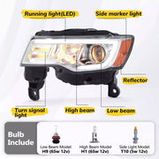 DURAFORCE Halogen Upgrade LED Tube Projector Headlights for Jeep Grand Cherokee 2017-2021