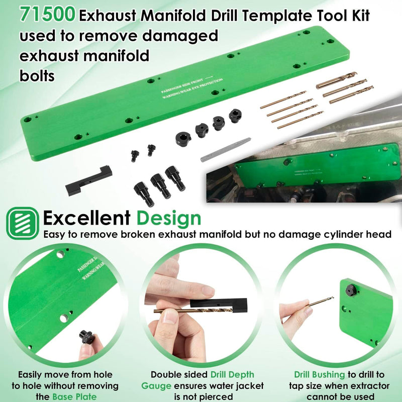 71500 Exhaust Manifold Bolt Stud Drill Template Tool for Dodge 5.7L Hemi Motors