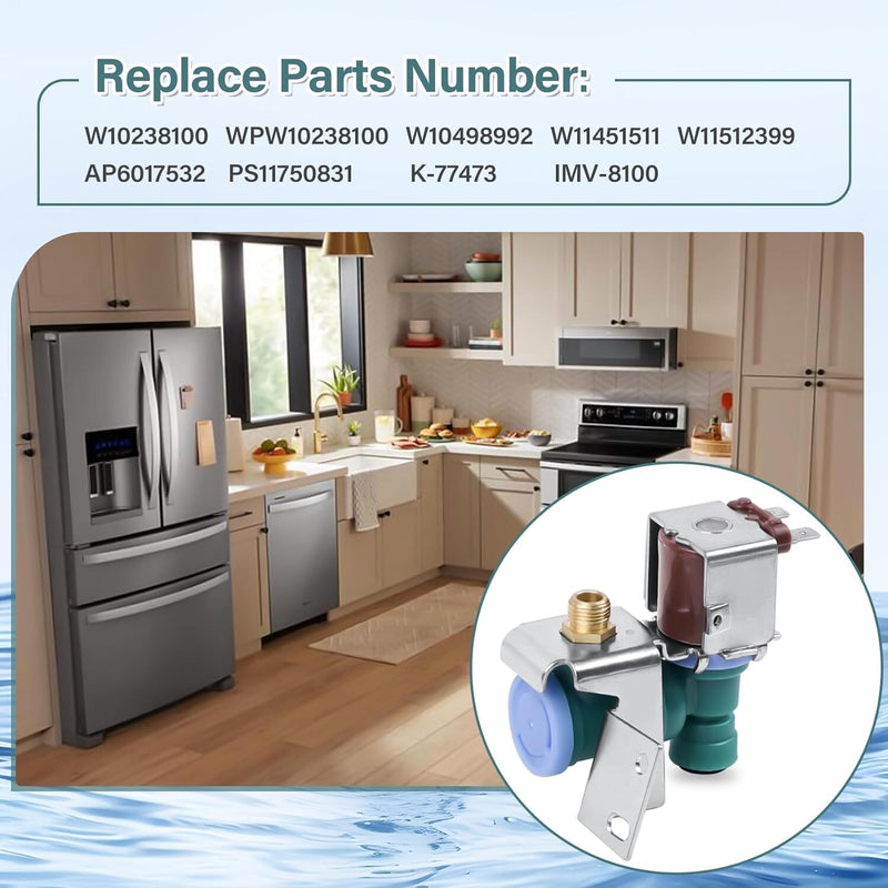 W10238100 20W 60Hz AC120V Refrigerator Water Inlet Valve for Whirlpool