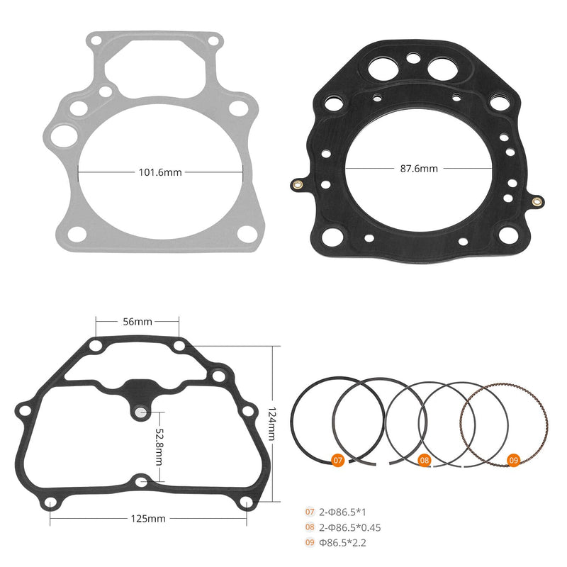 86.5mm Cylinder Piston Gasket Rings Top End Kit for Honda Rancher 420
