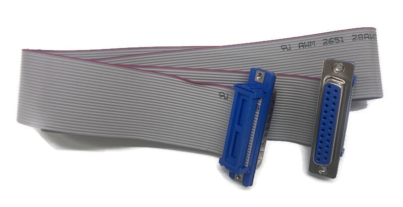 DB25 Male to Female Flat Ribbon Cable for Parallel SCSI 25 Wire 2ft