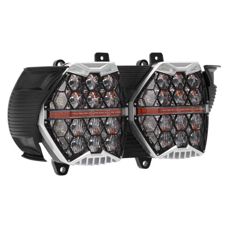 LED Dual Headlight Hi/Lo for Harley Road Glide 2015-2024 Clear Amber Projector