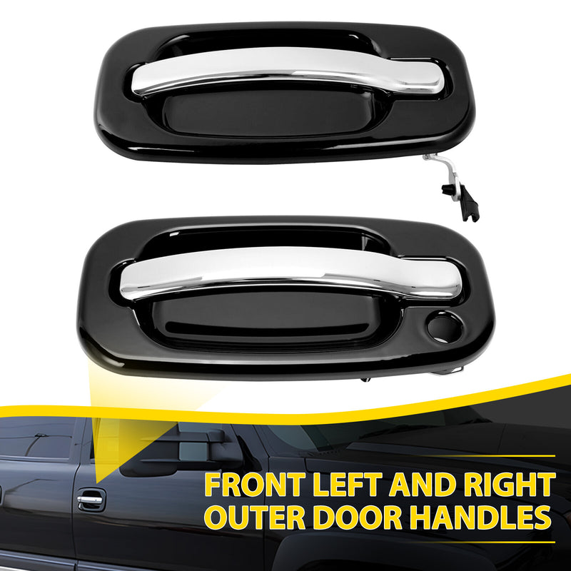 Front Exterior Door Handles Set Left Right Chrome for Silverado Sierra 1999-2006