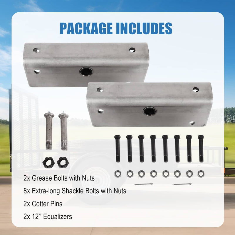 Trailer Suspension Rebuilt Kit Slipper Spring 12 Inch Equalizer Bushings Bolts P