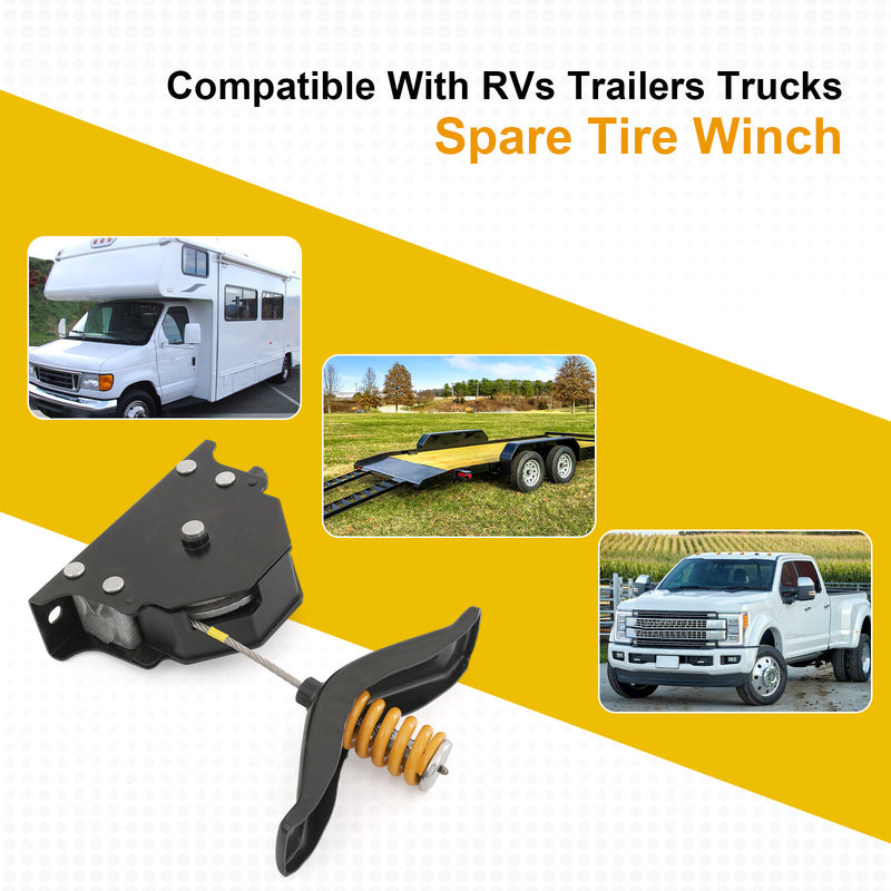 159056 RV Spare Tire Winch for Trailer Motorhome Truck RV Carrier Mount