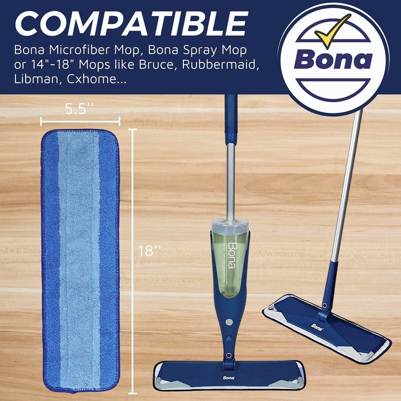 3Pcs Microfiber Cleaning Refill Pads for Bona Mop 18 Inch Reusable Tools