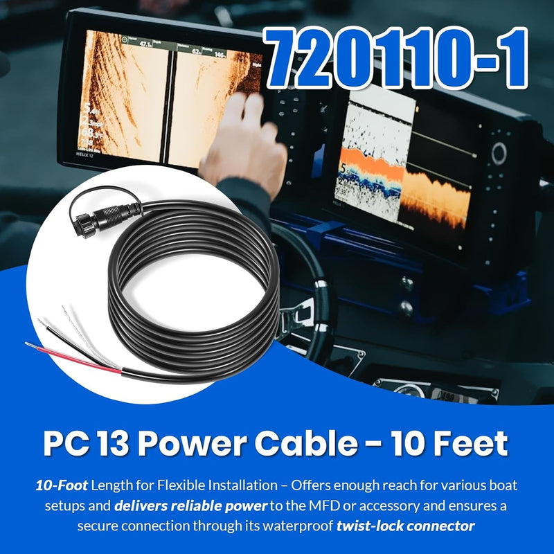 PC 13 Power Cable for Humminbird 720110-1 APEX Marine-Rated Power Cable 10 ft