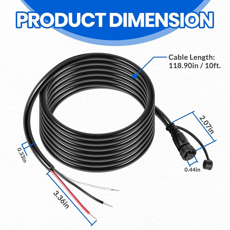 PC 13 Power Cable for Humminbird 720110-1 APEX Marine-Rated Power Cable 10 ft