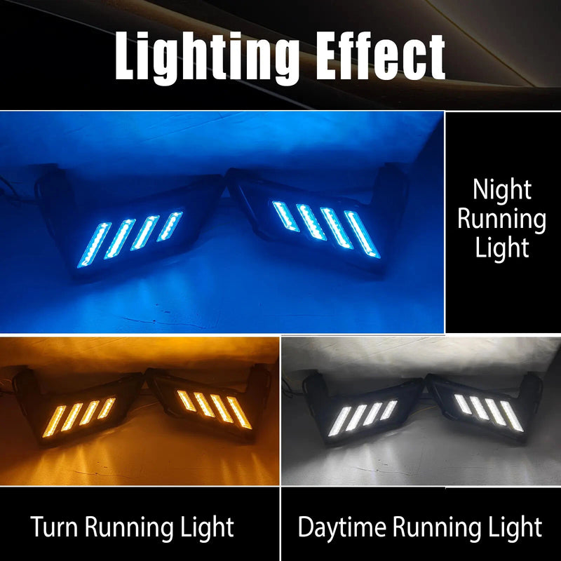 DURAFORCE For 2017-2020 Nissan Rogue LED DRL Bumper Turn signal sequential Fog Light Pair