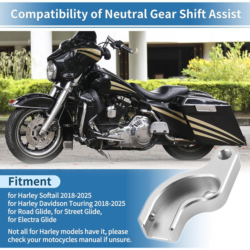 Chrome Gear Shift Neutral Assist Bracket for Harley M8 Softail Touring Bagger