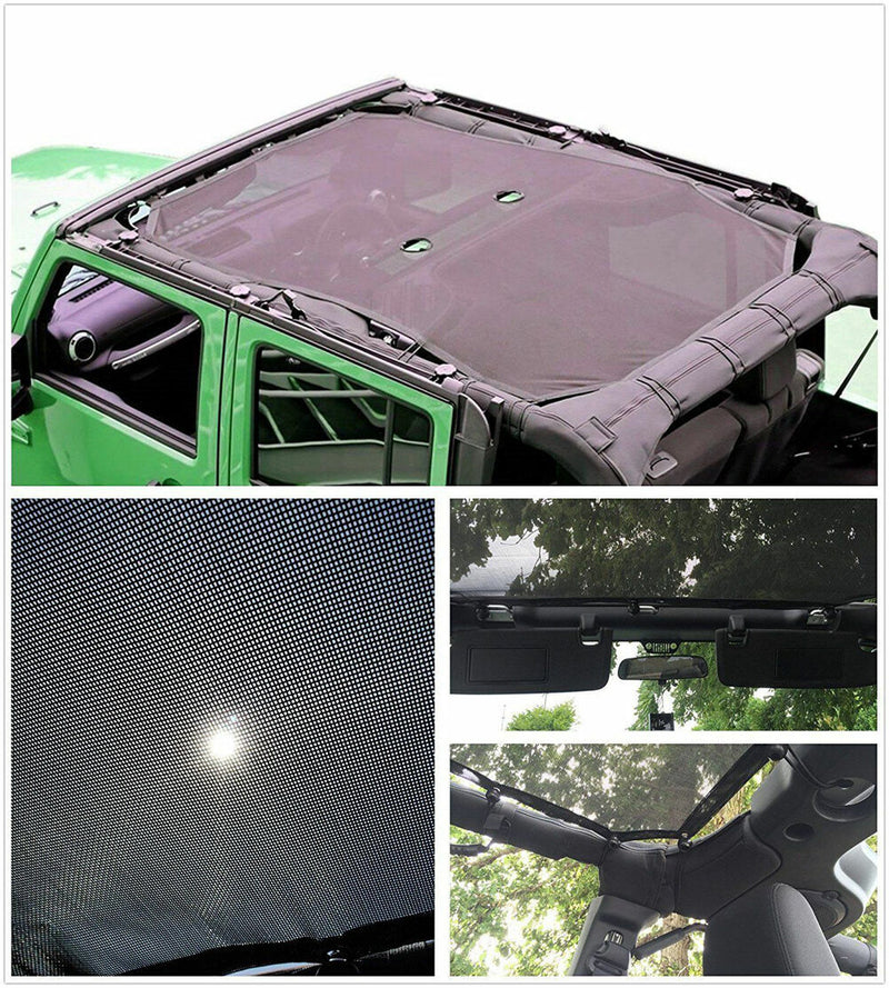 DURAFORCE Sun Shade Top Cover UV Protection for Jeep Wrangler 2007 2018 JK JKU 4DR Door