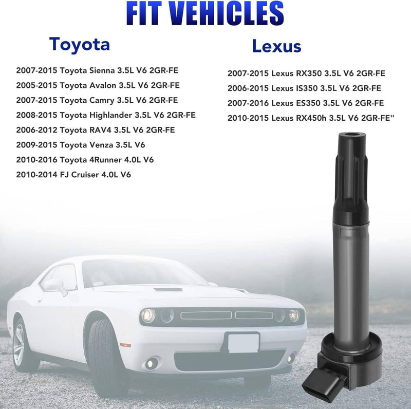 90919A2002 Ignition Coil & Platinum TT Spark Plug for Toyota Lexus Camry 6Pcs