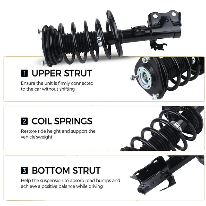 Set Front Complete Struts Shocks Coil Springs for 2010-2015 Toyota Prius 1.8L
