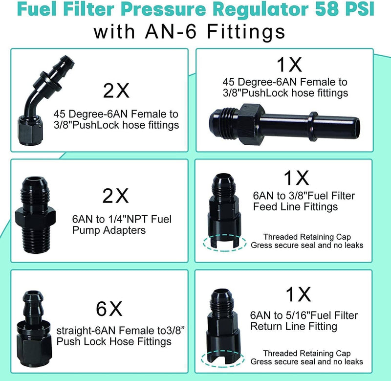 LS Conversion EFI Fuel Injection Line Fitting Adapter Kit FI Filter Regulator