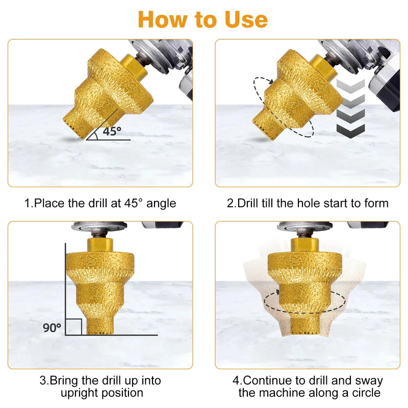 Diamond Step Pagoda Drill Bit 20/35/50mm M10 Thread Hole Opener for Tile Marble