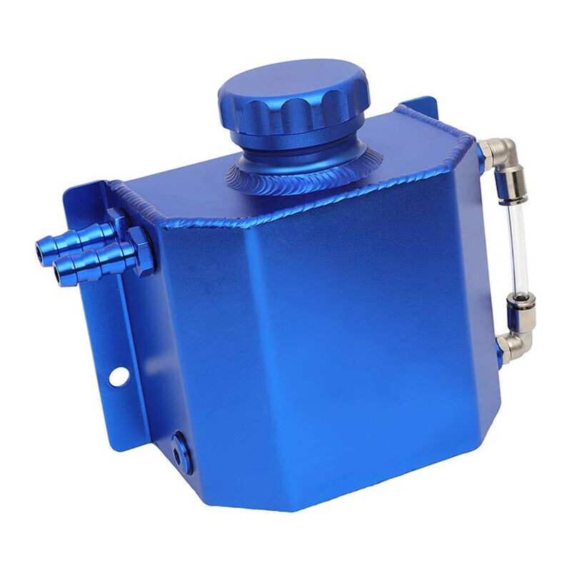 1L Universal Aluminum Radiator Coolant Overflow Bottle Recovery Water Tank Blue