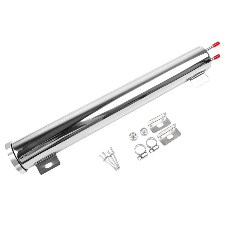24 Oz Polished Stainless Steel 2" x 15" Radiator Dr Overflow Tank Bottle