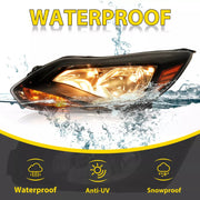 DURAFORCE Black Left Driver Side Headlights Clear Lens Halogen for Ford Focus 2012-2014
