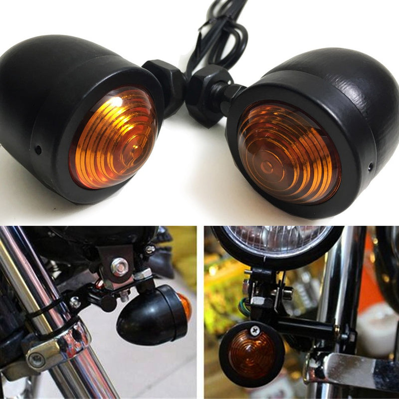 Universal Motorcycle Amber Bullet Turn Signals Tail Lights Indicator for Harley