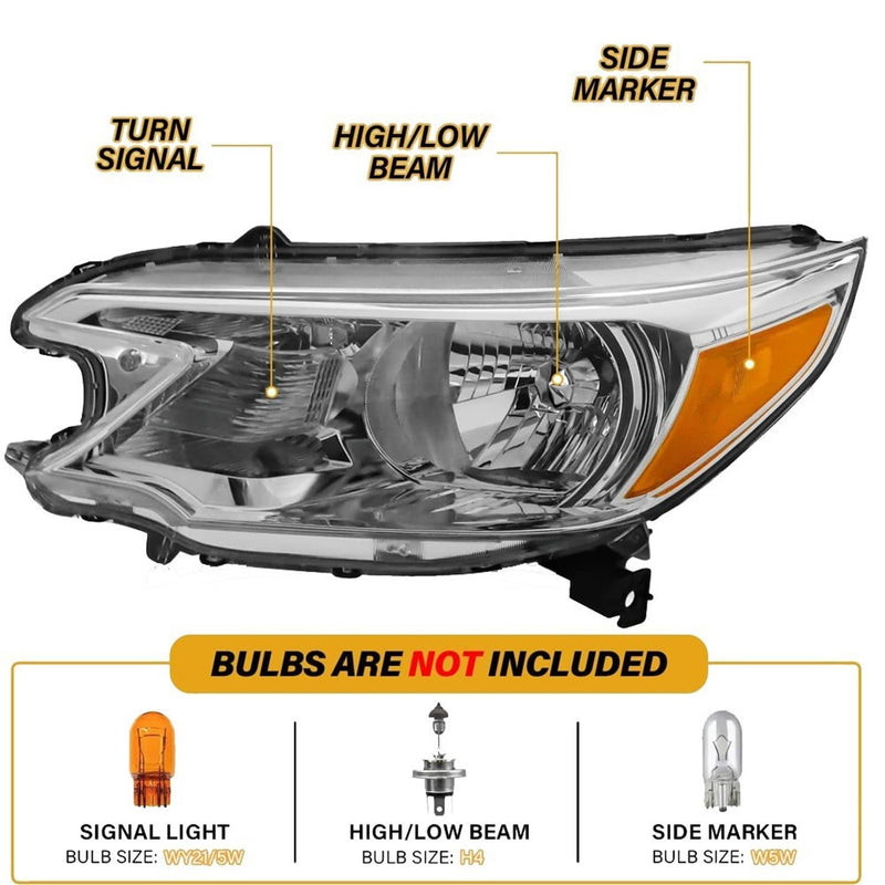 Pair Chrome Amber Corner Headlights for Honda CRV CR-V 2012-2014 Left Right