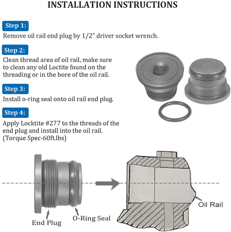 4C3Z-6026-CA Oil Supply Rail End Gallery Plug & Seal for Ford 7.3L 1994-2003
