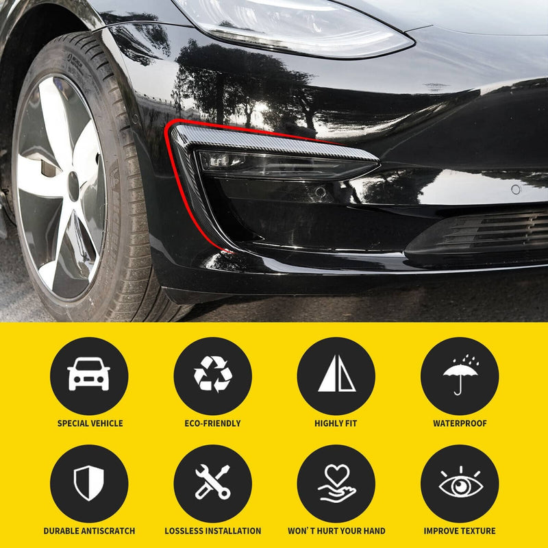 Front Fog Light Eyebrow Cover Trim Carbon Fiber Style for Tesla Model 3 2017+ U8