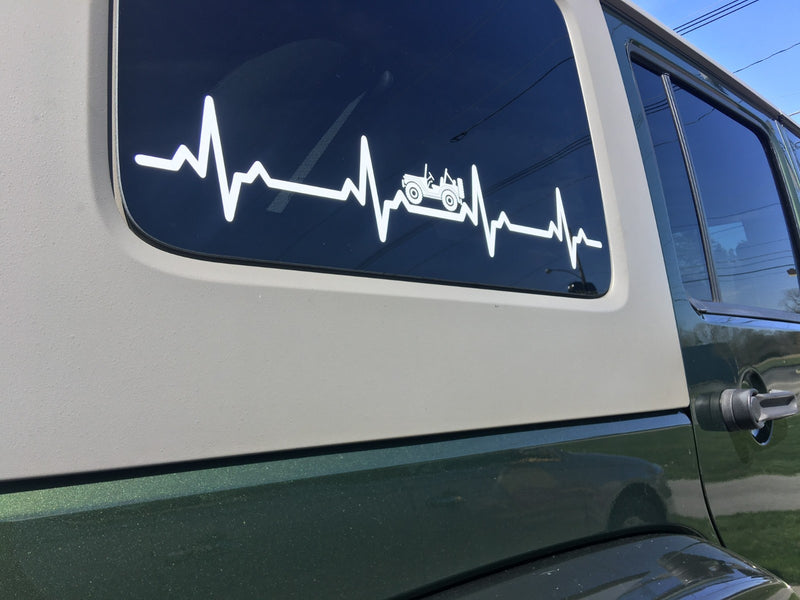 DURAFORCE EKG Heartbeat Vinyl Sticker For Jeep JK JL Unlimited Rubicon Sahara 22.5 x 4 Inch