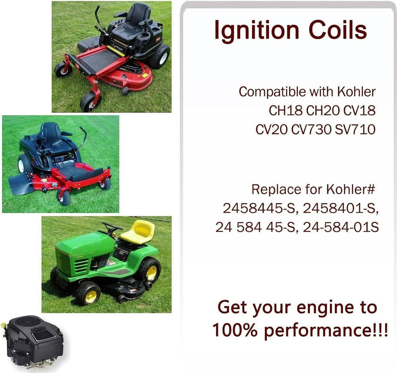 24 584 01-S Ignition Coils with Spark Plugs for Kohler CH25 CV730 CH740