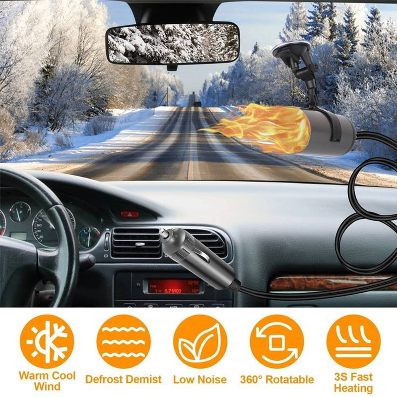 Portable Electric Car Heater Hot Air Defogger Defroster with Windshield Holder