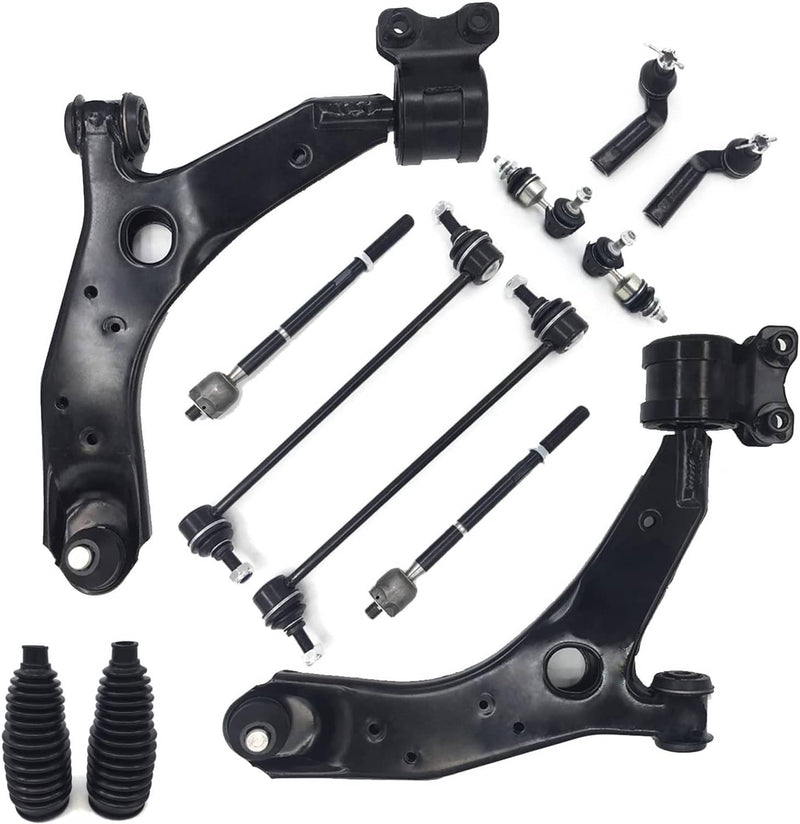 12Pcs Front Lower Control Arm Ball Joint Tie Rods Sway Bars for Mazda 3 Mazda 5