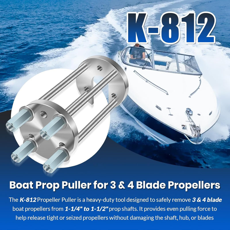 K-812 Marine Boat Prop Puller for 3 & 4 Blade Propellers 1-1/4" to 1-1/2" Shaft