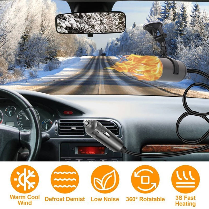 Portable Electric Car Heater Hot Air Defogger Defroster with Windshield Holder