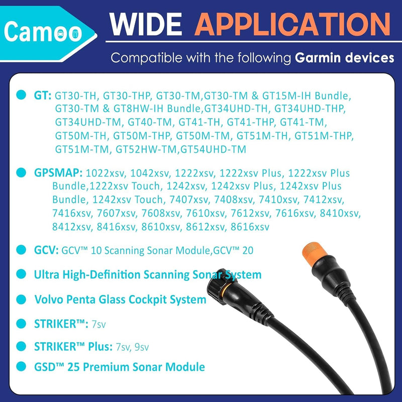 010-11617-42 Transducer Extension Cable 12 Pin 30 ft for Garmin