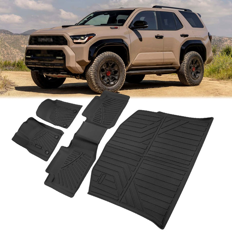 Floor Mats TPE 2 Rows Cargo Liner Waterproof for Toyota 4Runner 2013-2024 4PCS