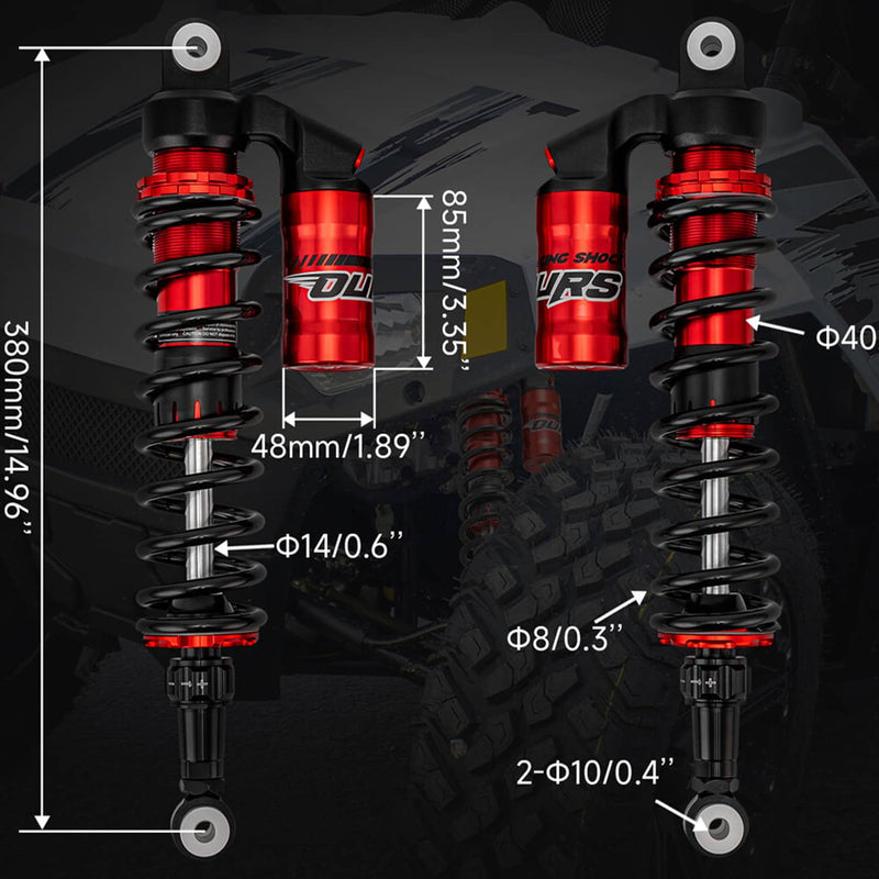 Front Left Right Shocks for Polaris RZR 170 2009-2021 Adjustable Black Red