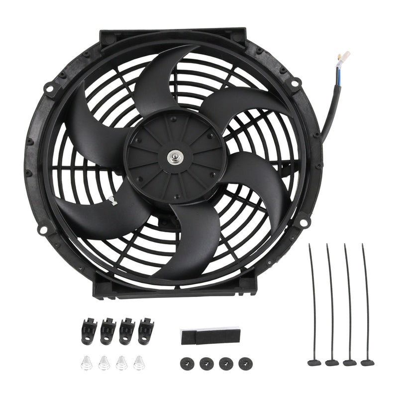 Universal Electric Radiator Slim Cooling Fan Push Pull 10" 12v 80w 1750CFM