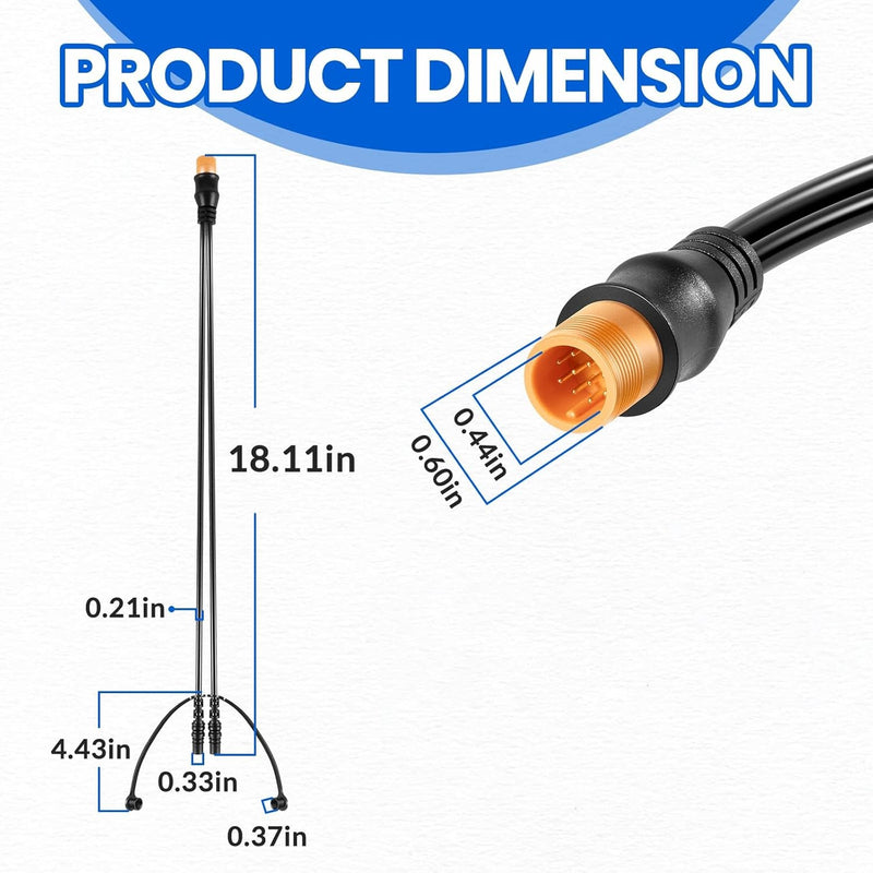 010-12234-05 12-Pin To Dual 4-Pin Transducer Y-Cable for Garmin echoMAP Striker