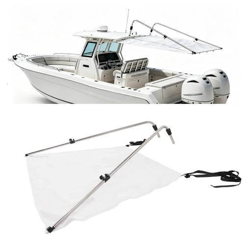 DURAFORCE White Boat Sun Shade 304 Stainless Steel Fabric Canopy for Universal Boat