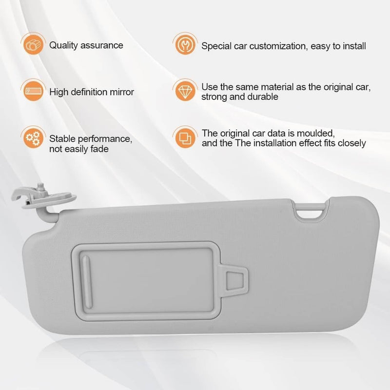 Gray Sun Visor with Mirror for Hyundai Elantra 2017-2019 Driver Passenger Pair