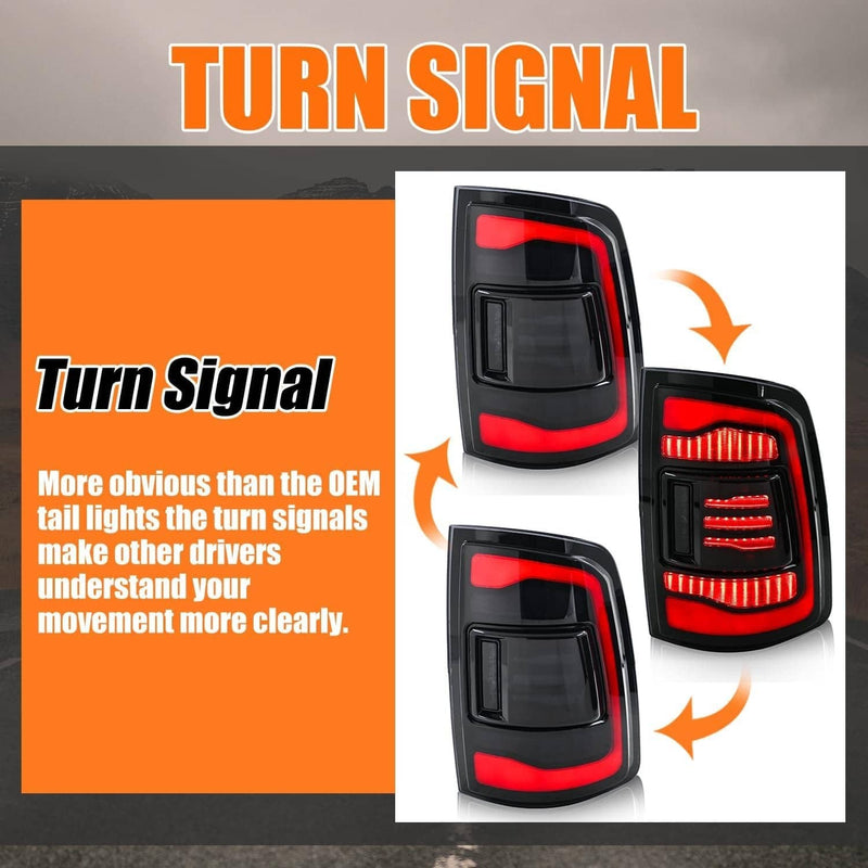 Pair LED Tail Light for 2009-2018 Dodge Ram 1500 2500 3500 Rear Smoke Len
