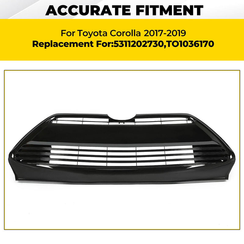 DURAFORCE Front Bumper Lower Grille Black for Toyota Corolla L LE XLE 2017-2019