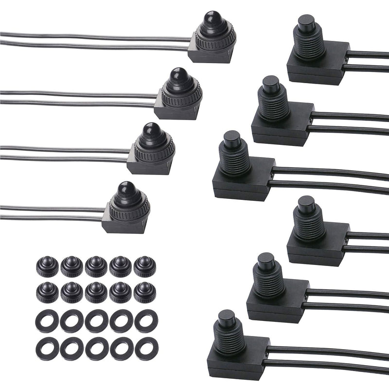10pcs 12V-48V Wire Leads Waterproof On-Off Push Button Switch for Motorcycle Car