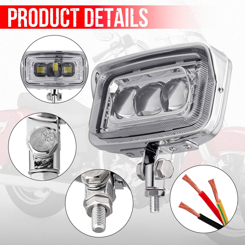 Front Headlight Rectangle LED Lamp Hi/Lo for Harley Honda Cafe Racer Custom