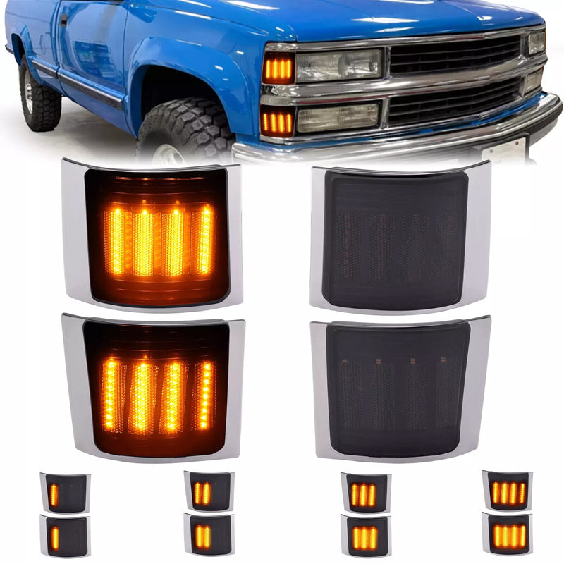 Smoke Sequential LED Corner Marker Lights for Chevy C/K 1500 2500 1994-1999 4PC