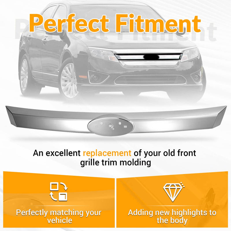 DURAFORCE BE5Z-8200-BA FO1210108 Grille Center Trim Chrome for Ford Fusion 2010-2012