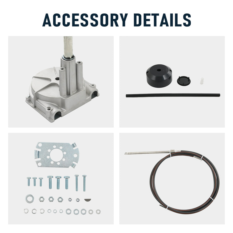SS13712 Boat Rotary Steering System with Wheel Kit for Outboard Marine 12 Feet