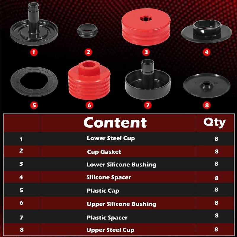 Silicone Body Mount Bushing Kit for Ford F250 F350 Super Duty Crew Cab 2008-2016
