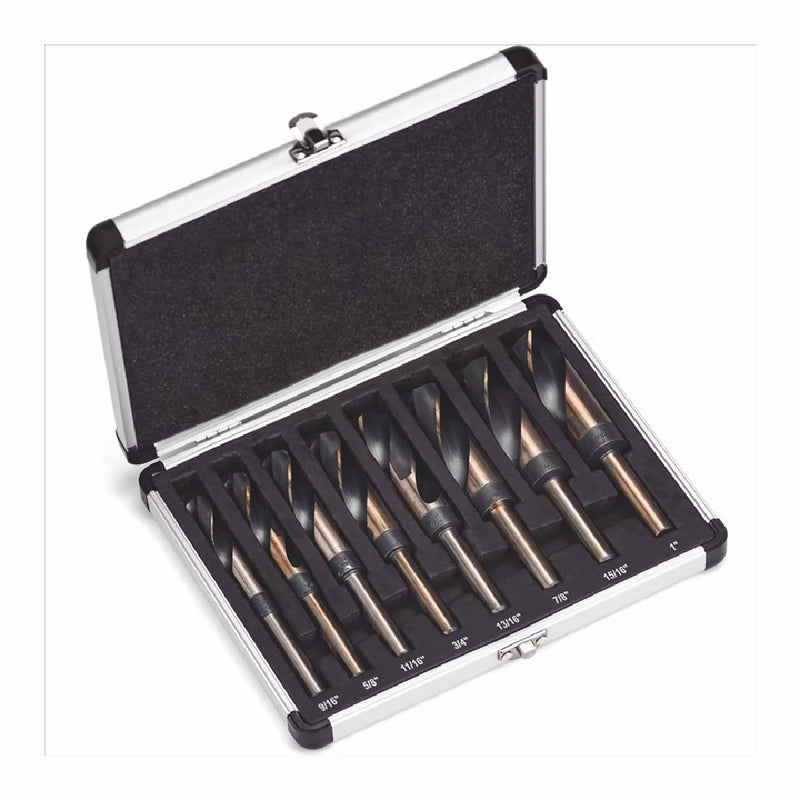 8 PCS HSS Cobalt Silver and Deming Drill Bits Set Large Size 9/16 Inch to 1 Inch