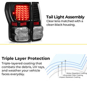DURAFORCE Full LED Tail Lights Left+Right Black for Toyota Tundra 2007-2013 Pair Set