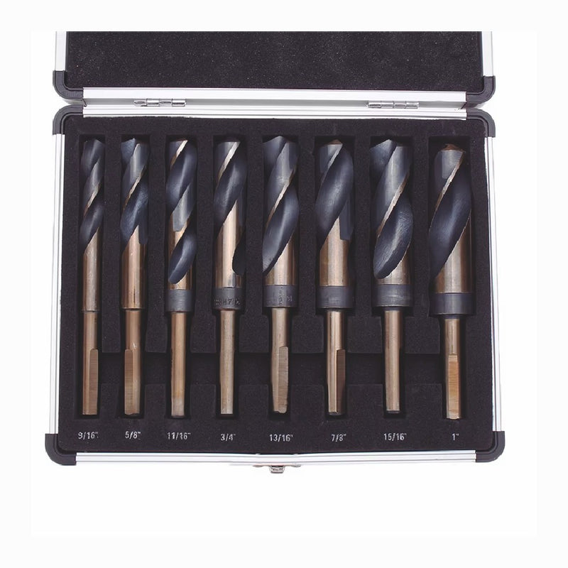 8 PCS HSS Cobalt Silver and Deming Drill Bits Set Large Size 9/16 Inch to 1 Inch
